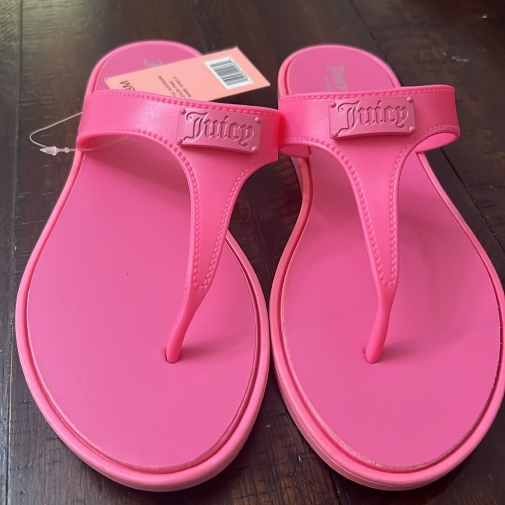 Excellent Condition Juicy Couture Pink Logo Thong Sandals - Picture 3 of 5